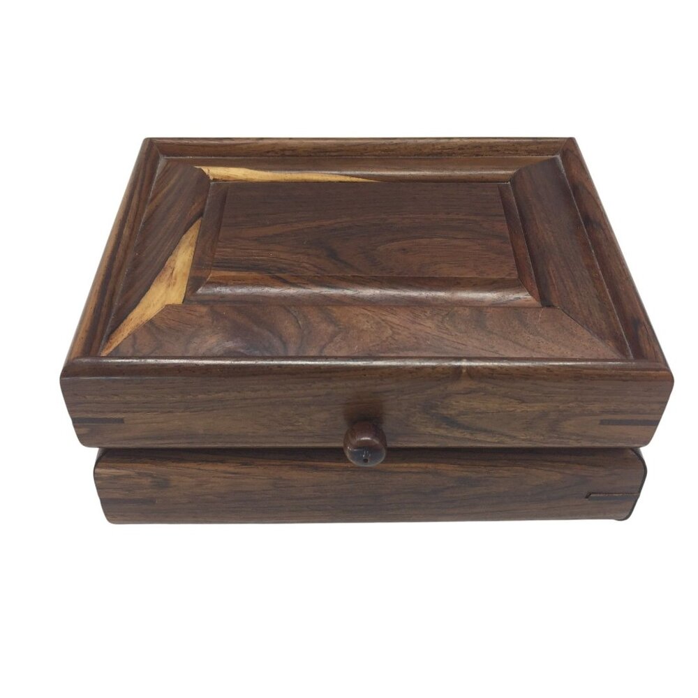Handcrafted Wooden Jewelry Box Velvet Lined 8 X 6